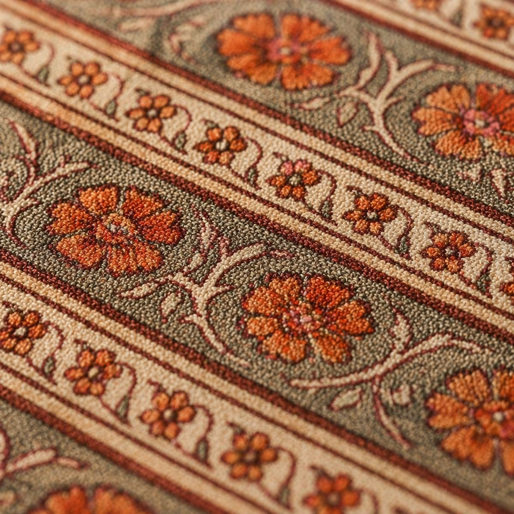 Green & Dusty Pink Floral Cotton Table Mat, The Gathered Table. Handmade in India by House of Taraasha.