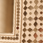 Lippan Hut Mirror White Clay and Glass, The Art Wall. Handmade in India by House of Taraasha.