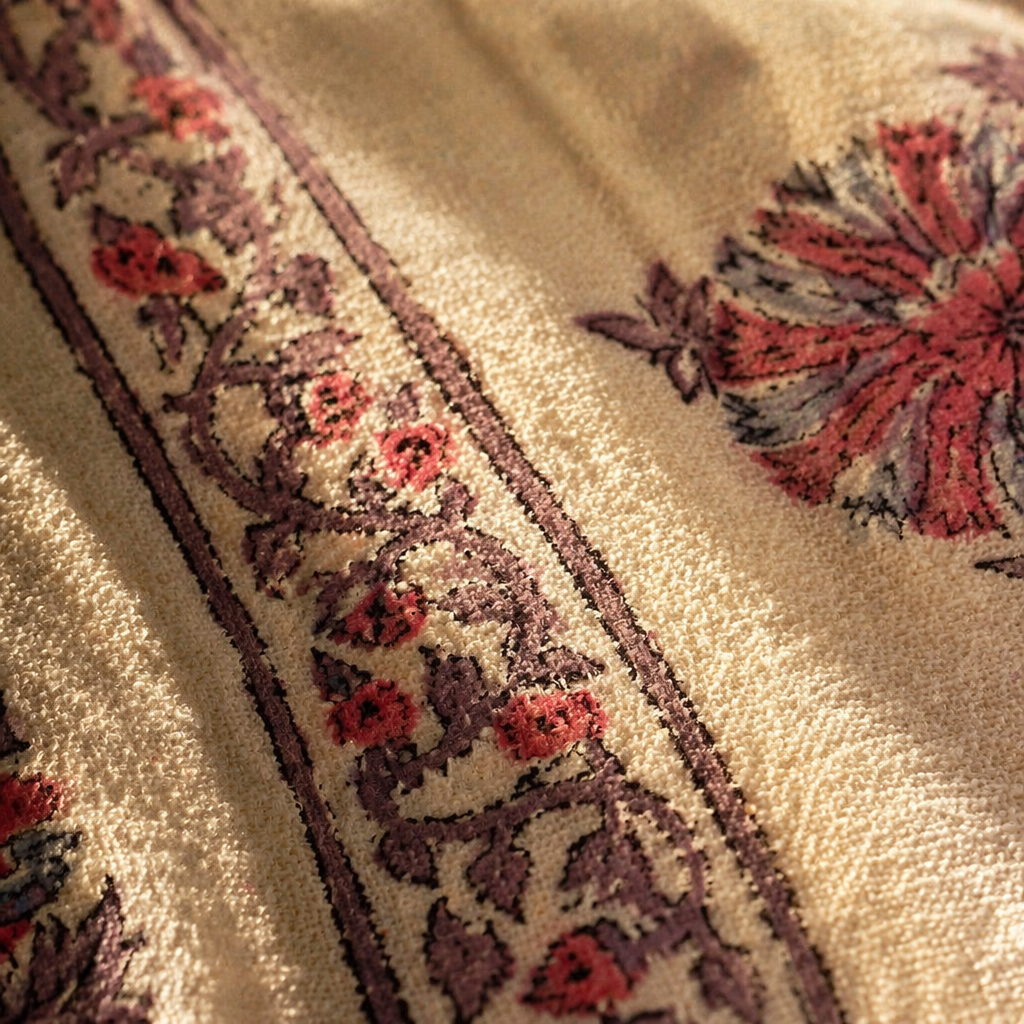 Petal Pattern Hand Block-Printed Cotton Towel Set, The Linen Room. Handmade in India by House of Taraasha.