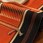 Naga Backstrap-Woven Runner Tangerine and Black, The Gathered Table. Handmade in India by House of Taraasha.
