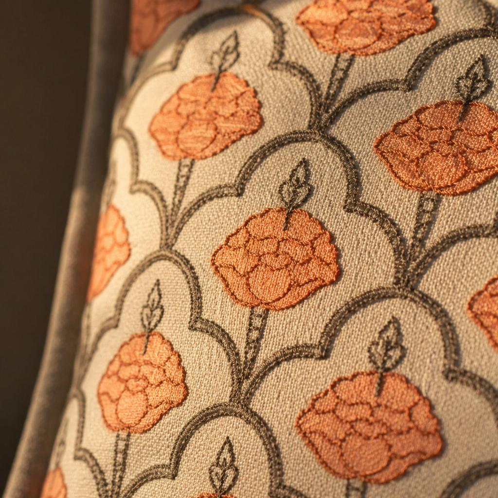 Jaali and Floral Green and Dusty Pink Cushion Cover Set, The Living Room. Handmade in India by House of Taraasha.