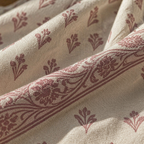 Blush Pink & White Hand-Printed Floral Bedsheet, The Linen Room. Handmade in India by House of Taraasha.
