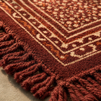 Dabu Lattice Mud-Resist Block-Printed Indigo Cotton Rug, The Woven Floor. Handmade in India by House of Taraasha.