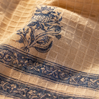 Off White and Blue Hand Block-Printed Towel Set, The Linen Room. Handmade in India by House of Taraasha.
