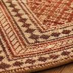 Maroon and Black Hand Block-Printed Floor Rug, The Woven Floor. Handmade in India by House of Taraasha.