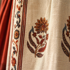 Chintz Assorted Set Off-White, Brick Red and Navy Cotton Curtains, The Draped Window. Handmade in India by House of Taraasha.