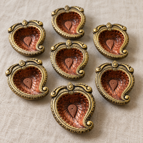 Aam: Mango Terracotta Diyas, Set of 12 or 8