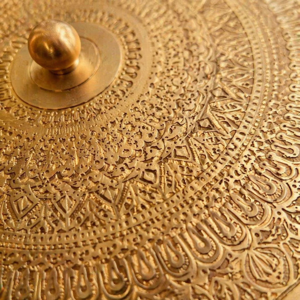 Moradabad Traditional Pure Brass Masala Dabba, The Brass Atelier. Handmade in India by House of Taraasha.