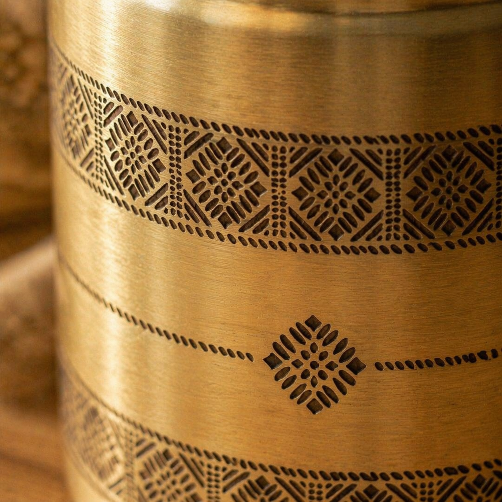 Kanjeevaram Brass Kitchen Jar Duo, The Brass Atelier. Handmade in India by House of Taraasha.