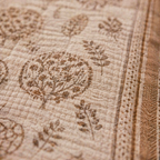 Marigold Taupe and Off-White Block-Printed Bedsheet, The Linen Room. Handmade in India by House of Taraasha.