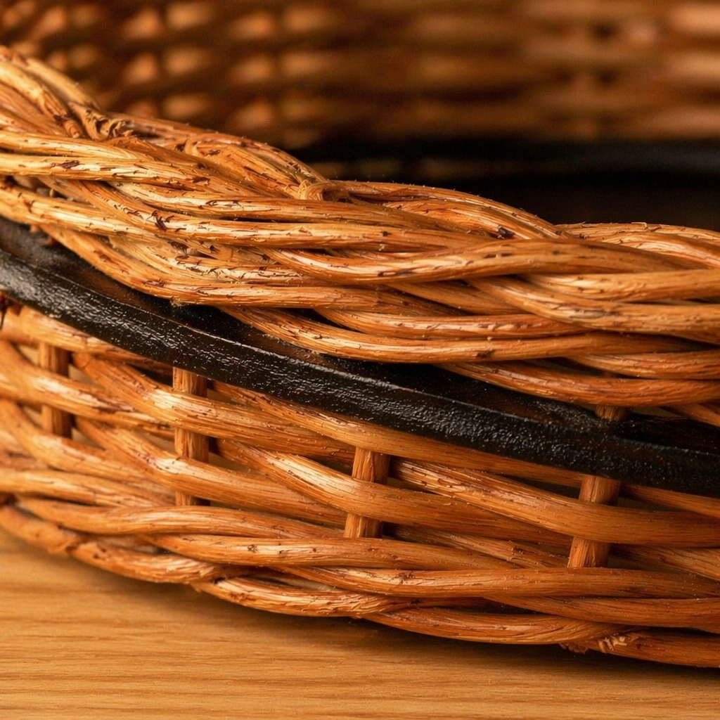 Kashmiri Willow Wicker Fruit Basket & Serving Tray, The Brass Atelier. Handmade in India by House of Taraasha.