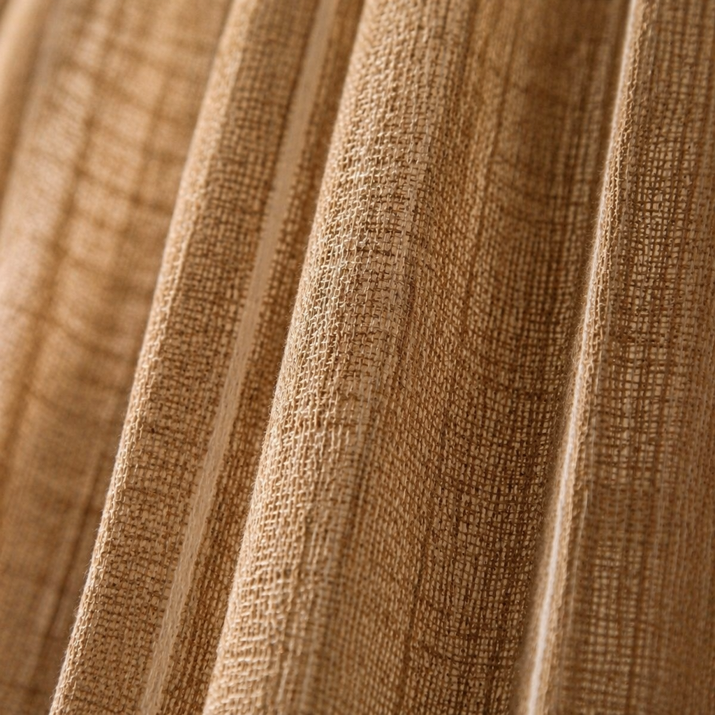 Handwoven Stripe Beige Cotton Curtain, The Draped Window. Handmade in India by House of Taraasha.