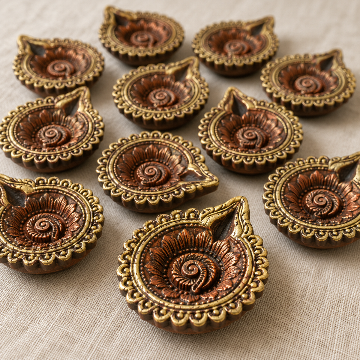 Lehar: Curved Terracotta Diyas, Set of 12 or 8