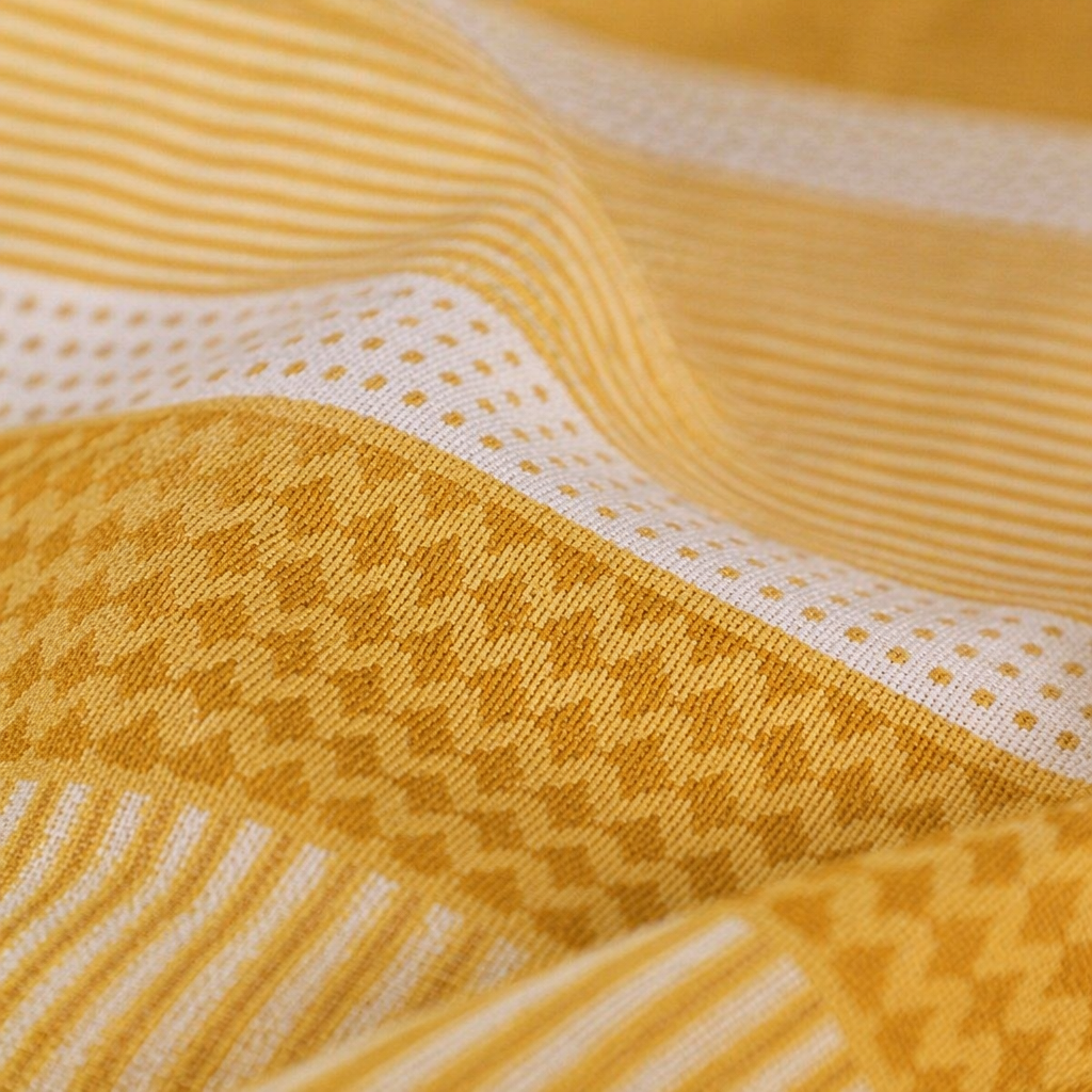 Mustard & Off-White Textured Cotton Bedsheet, The Linen Room. Handmade in India by House of Taraasha.