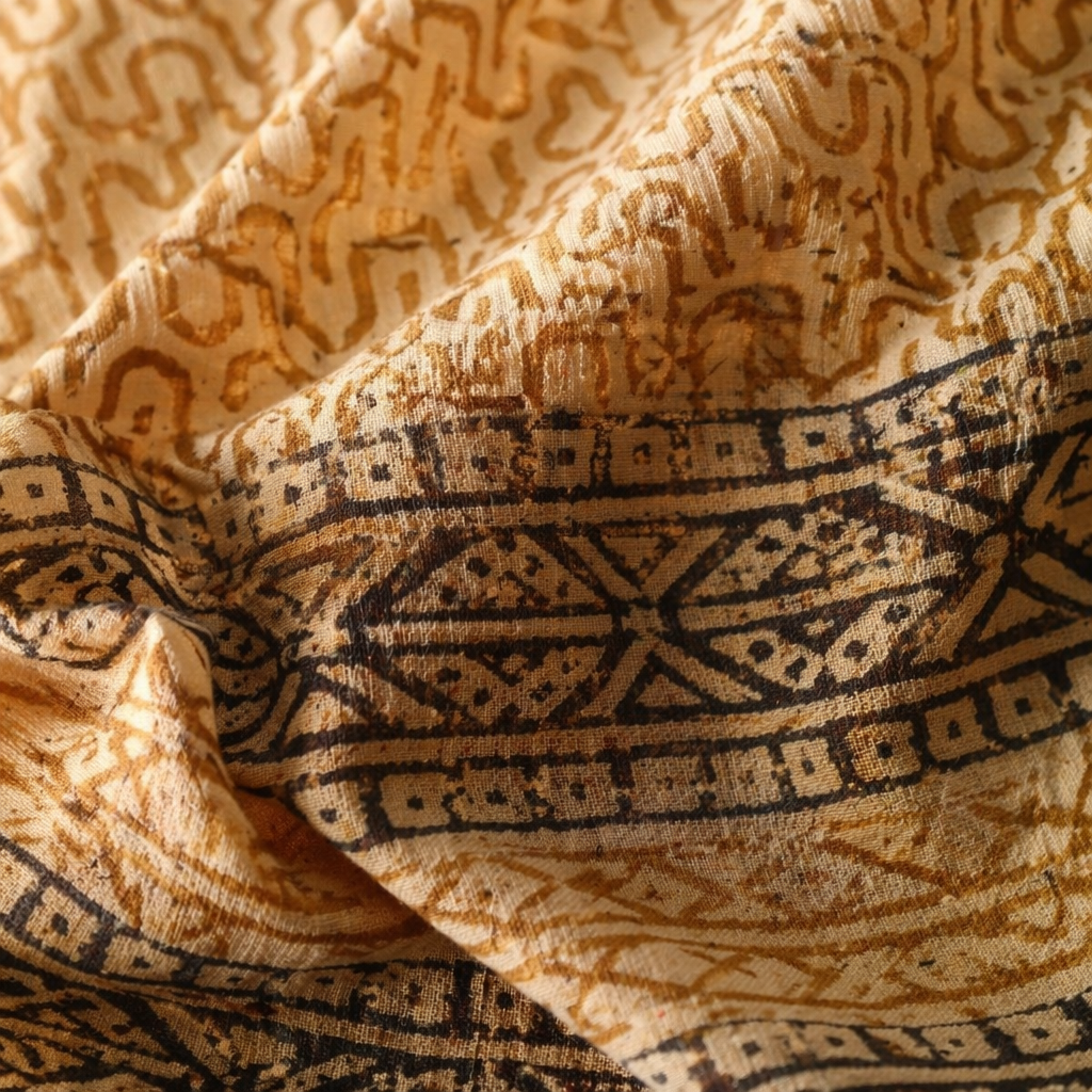 Mustard & Black Bagru Tiled Geometric Bedsheet, The Linen Room. Handmade in India by House of Taraasha.