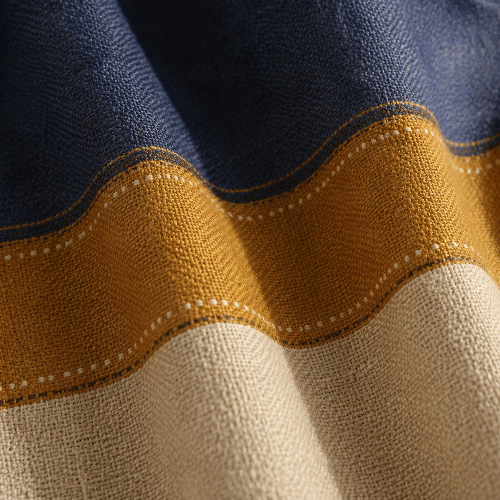 Reversible Navy Blue and Off-White Door Curtain, The Draped Window. Handmade in India by House of Taraasha.