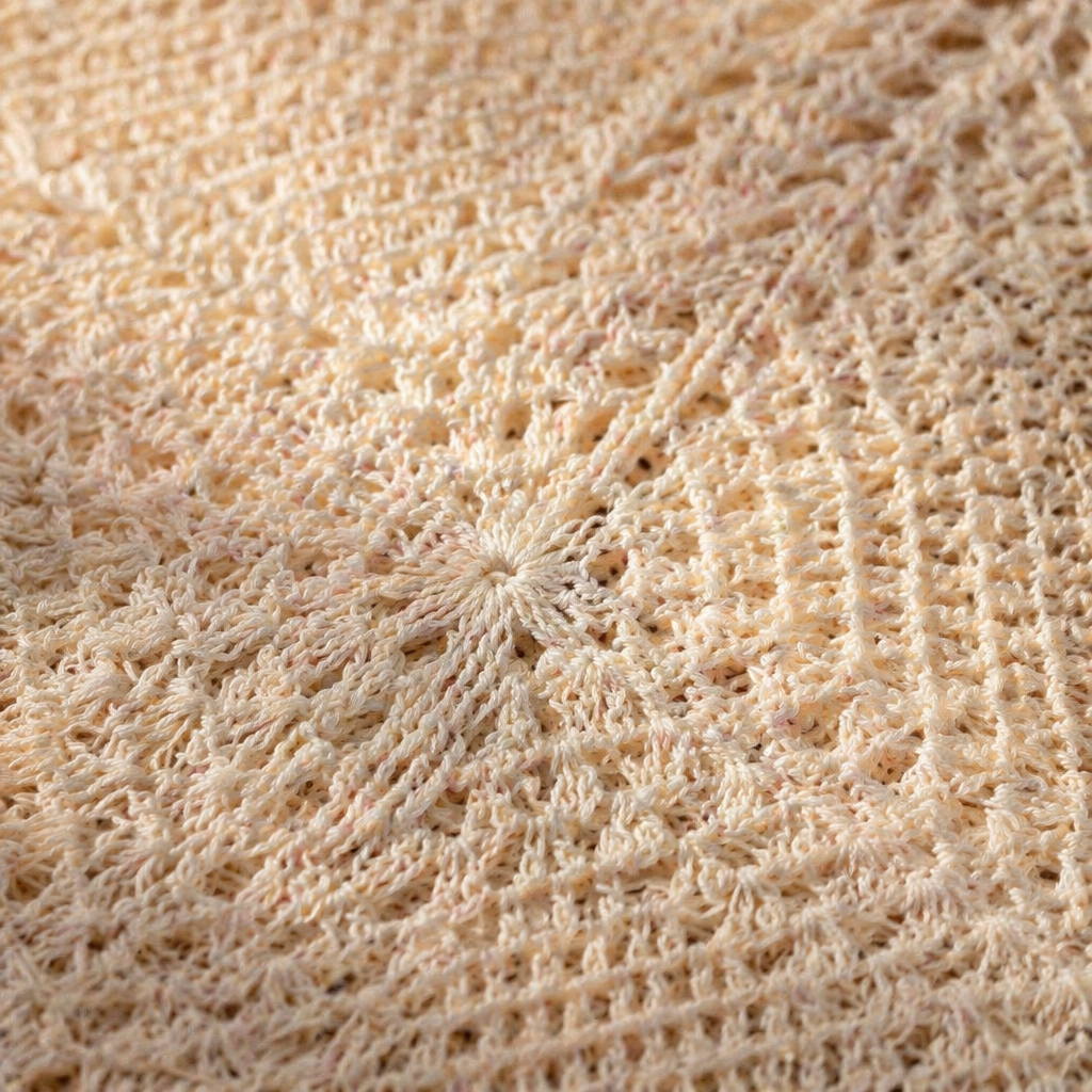 Quad Pattern White Hand-Crocheted Cushion Cover, The Living Room. Handmade in India by House of Taraasha.