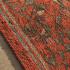 Maroon, Navy and Green Chintz Floral Block-Printed Cotton Rug, The Woven Floor. Handmade in India by House of Taraasha.