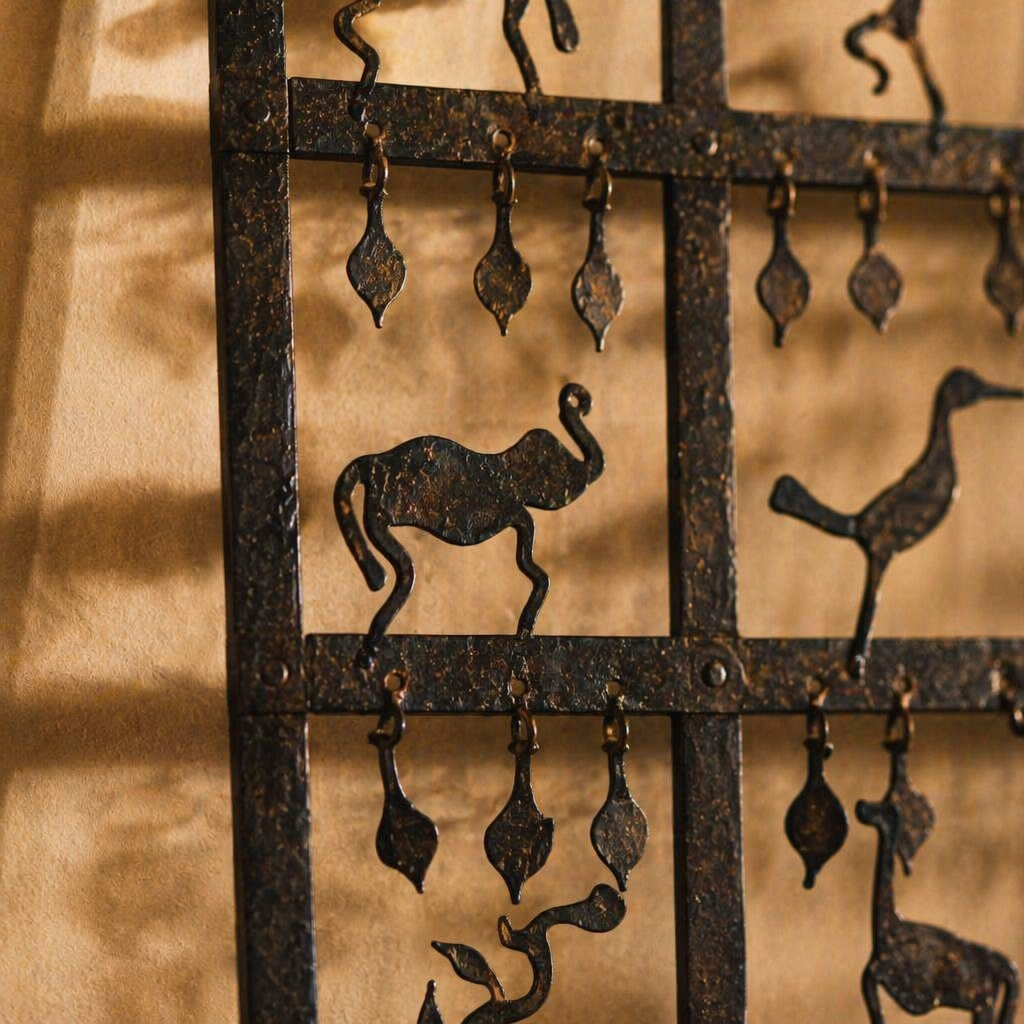 Bastar Forest Wrought Iron Tealight Stand, Still Light. Handmade in India by House of Taraasha.