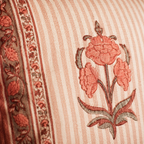 Royal Courtyards Dusty Pink Floral Cotton Cushion Cover, The Living Room. Handmade in India by House of Taraasha.