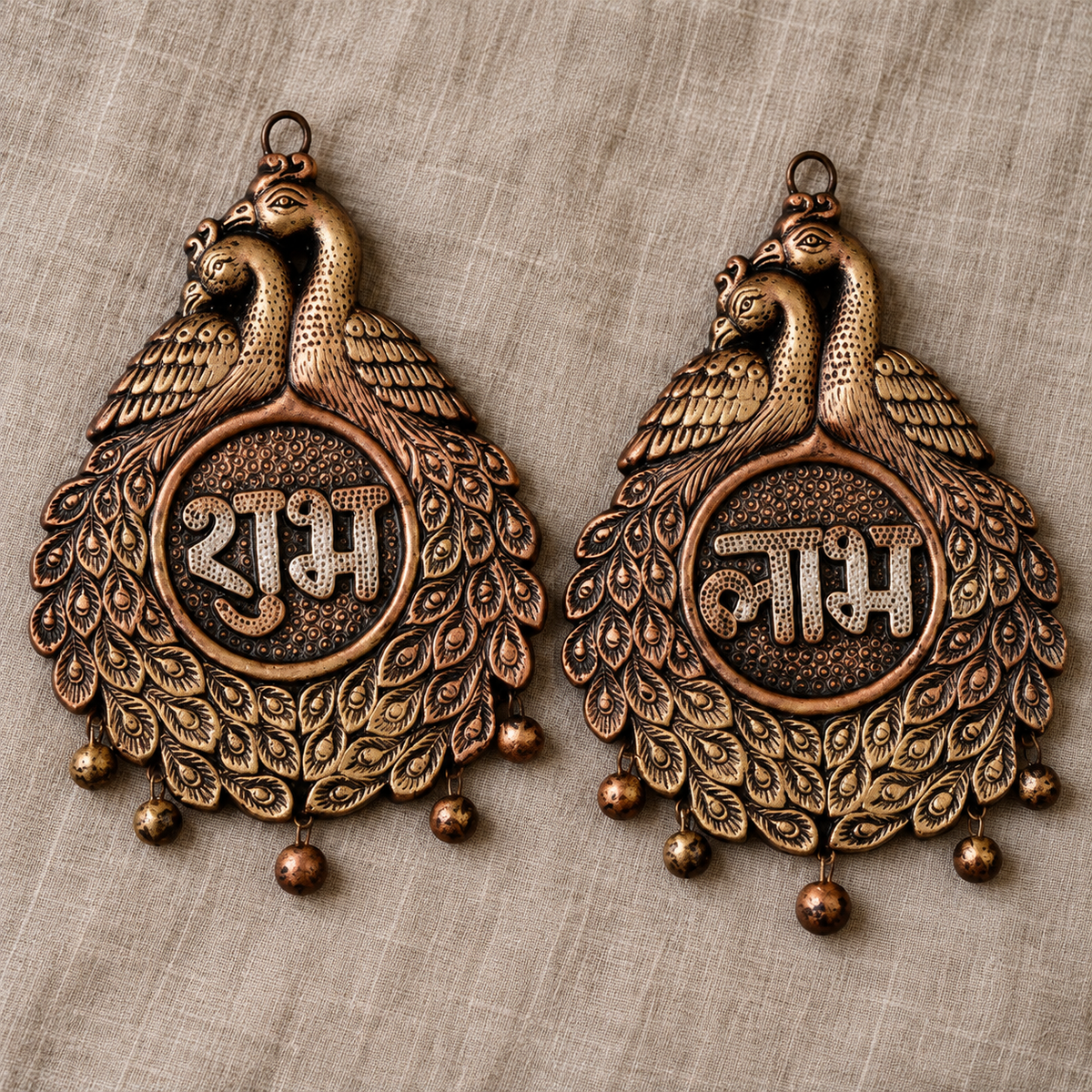 Mor Jodi: Peacock Shubh Labh Terracotta Wall Hangings