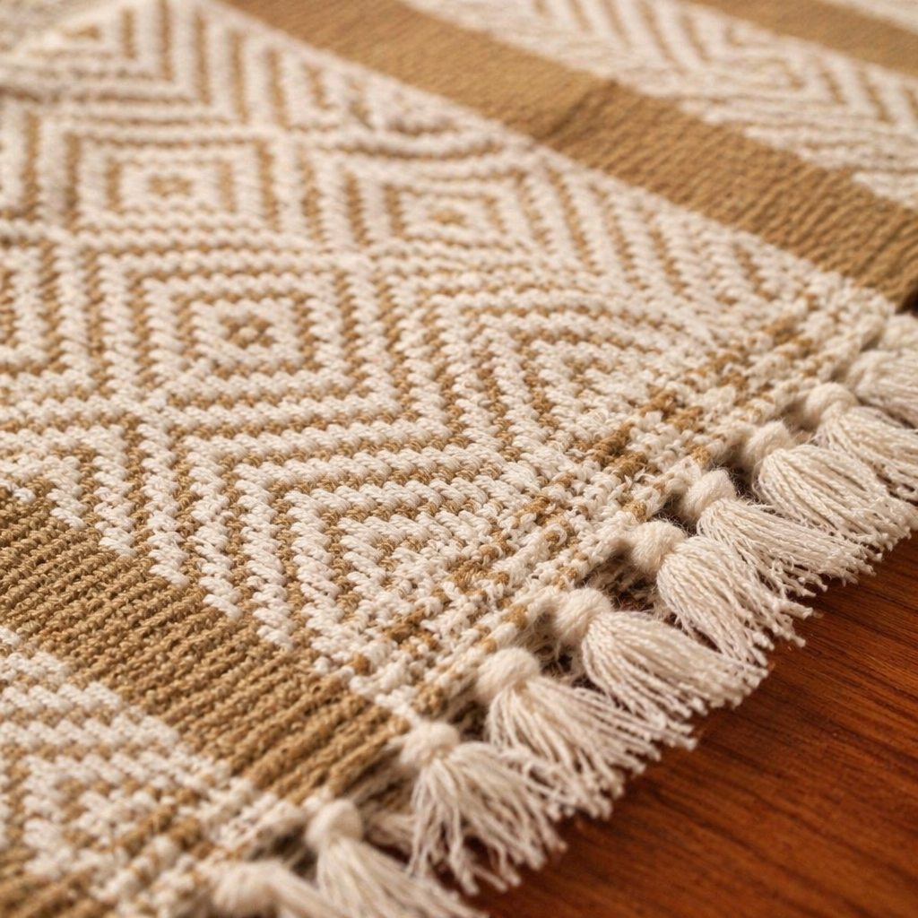 Off-White Madur Grass Table Mat, The Gathered Table. Handmade in India by House of Taraasha.
