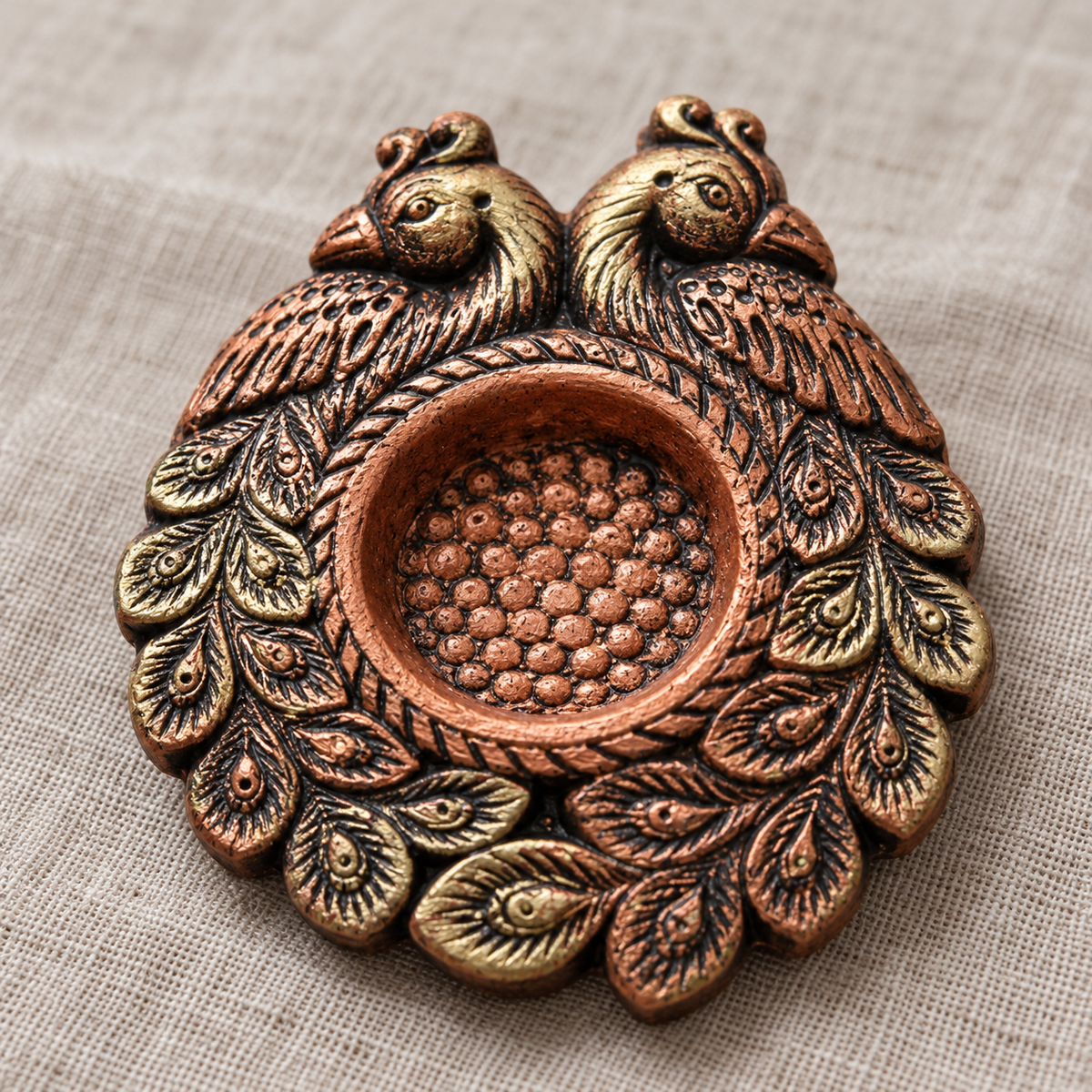 Jodi: Peacock Pair Terracotta Tea Light Holders, Set of 4 or 2