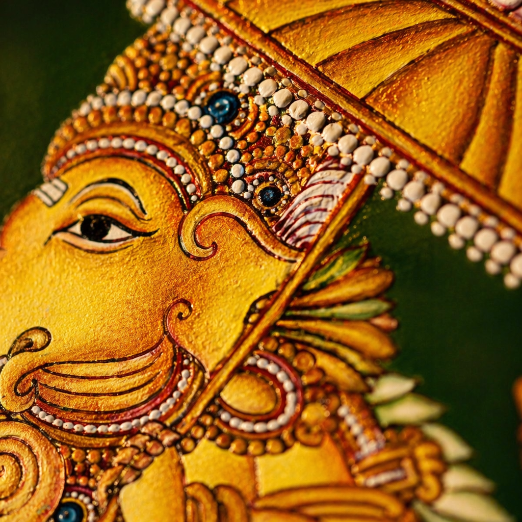 Kerala Mural Ganesha Temple Art Print, The Art Wall. Handmade in India by House of Taraasha.