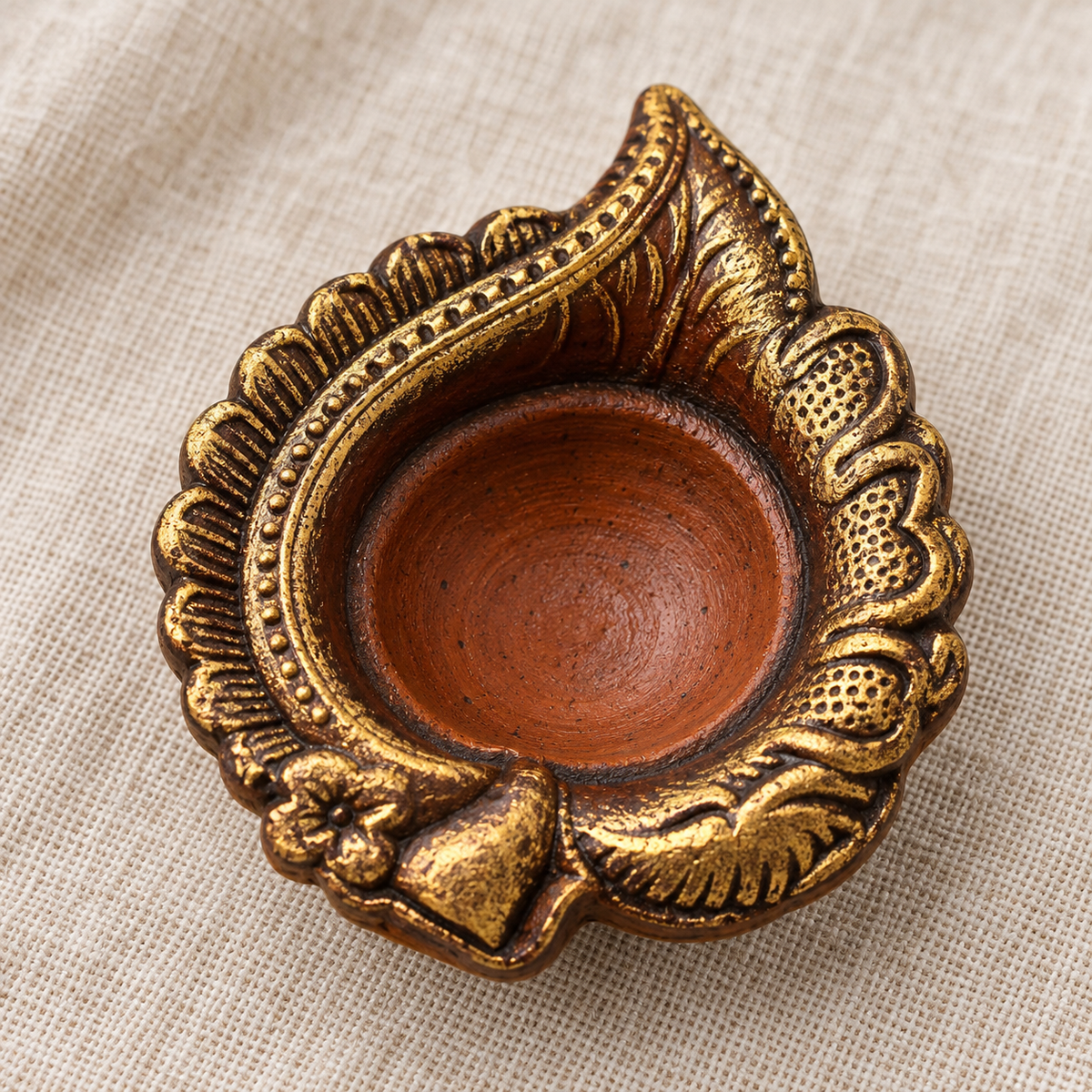 Peepal: Peepal Leaf Terracotta Diyas, Set of 12 or 8