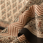 Beige & Maroon Bagru Floral Bedsheet, The Linen Room. Handmade in India by House of Taraasha.