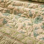 Light Green & White Hand Block-Printed Bedsheet, The Linen Room. Handmade in India by House of Taraasha.