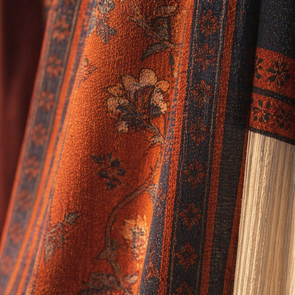 Chintz Assorted Set Ivory, Navy and Maroon Cotton Curtains, The Draped Window. Handmade in India by House of Taraasha.