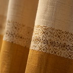 Reversible Mustard and Off-White Door Curtain, The Draped Window. Handmade in India by House of Taraasha.