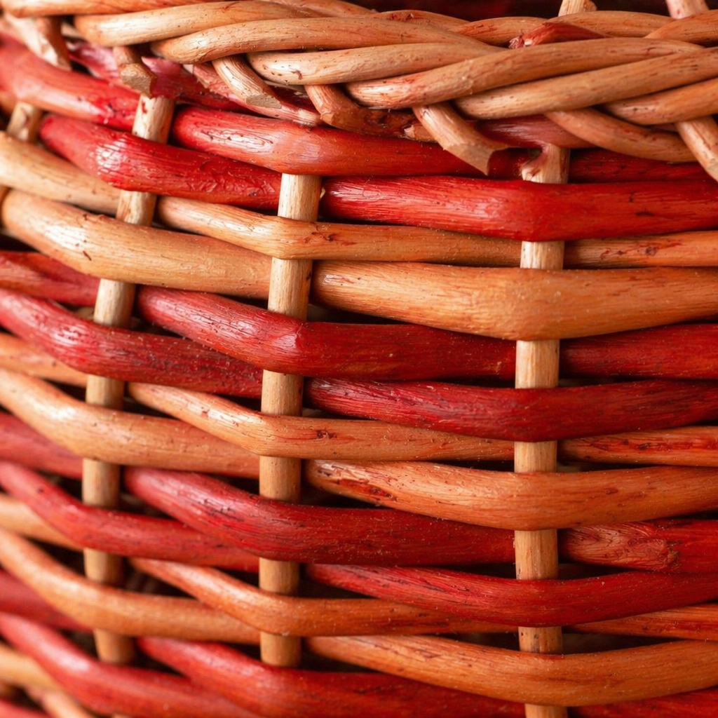 Willow Wicker Planter Rust and Indigo, Kashmir, The Art Wall. Handmade in India by House of Taraasha.