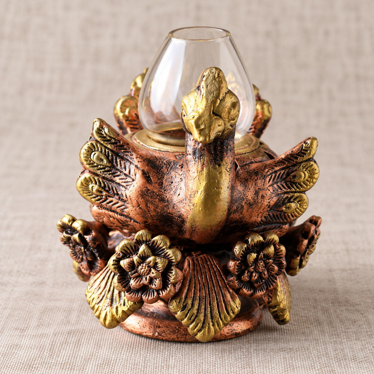Pushpak: Winged Terracotta Akhand Diya with Glass Top