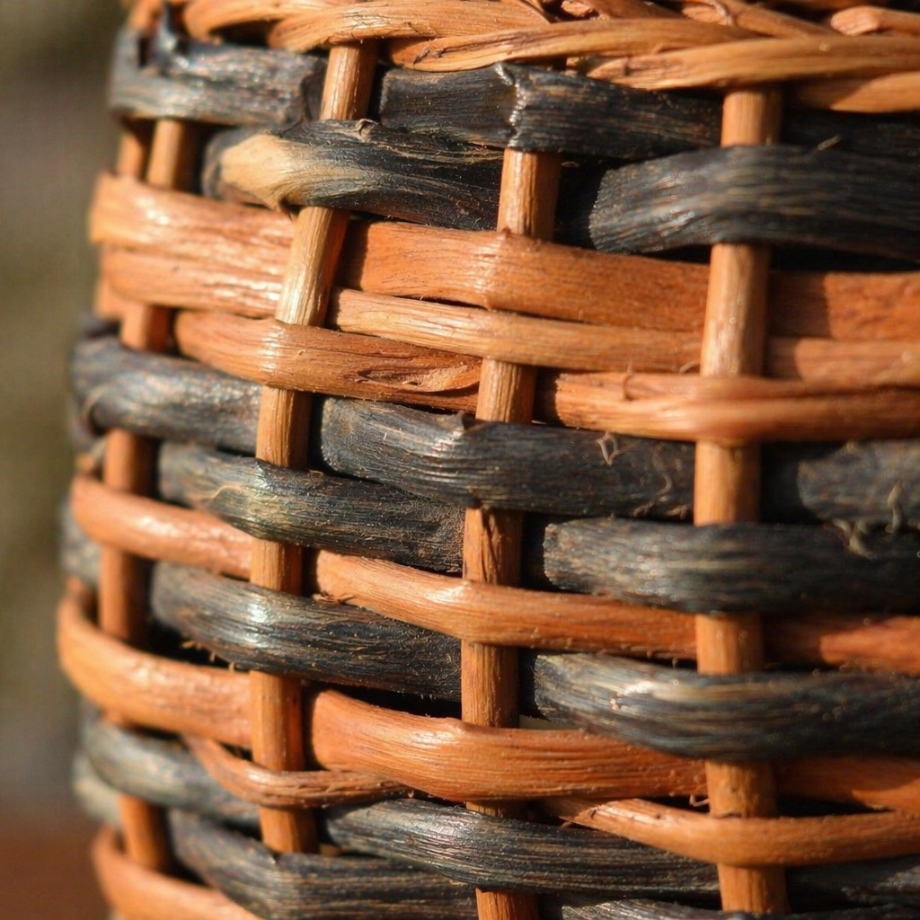 Indigo and Brown Kashmiri Willow Wicker Planter, The Art Wall. Handmade in India by House of Taraasha.