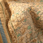 Ivory Taupe & Powder Blue Chintz-Inspired Quilt, The Linen Room. Handmade in India by House of Taraasha.