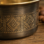 Kanjeevaram Antique Brass Filter Coffee Dabara Set, The Brass Atelier. Handmade in India by House of Taraasha.