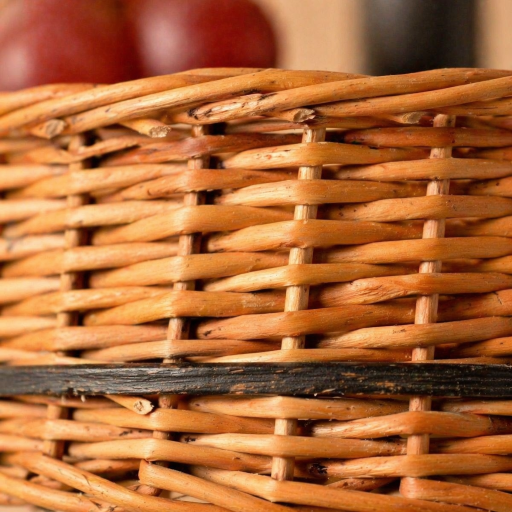 Kashmiri Two-Tier Collapsible Willow Fruit Basket, The Wicker House. Handmade in India by House of Taraasha.