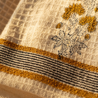 Yellow Floral Hand Block-Printed Cotton Hand Towel, The Linen Room. Handmade in India by House of Taraasha.