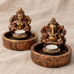 Ashirwad: Lakshmi and Ganesha Terracotta Bowl Diyas, Set of 2