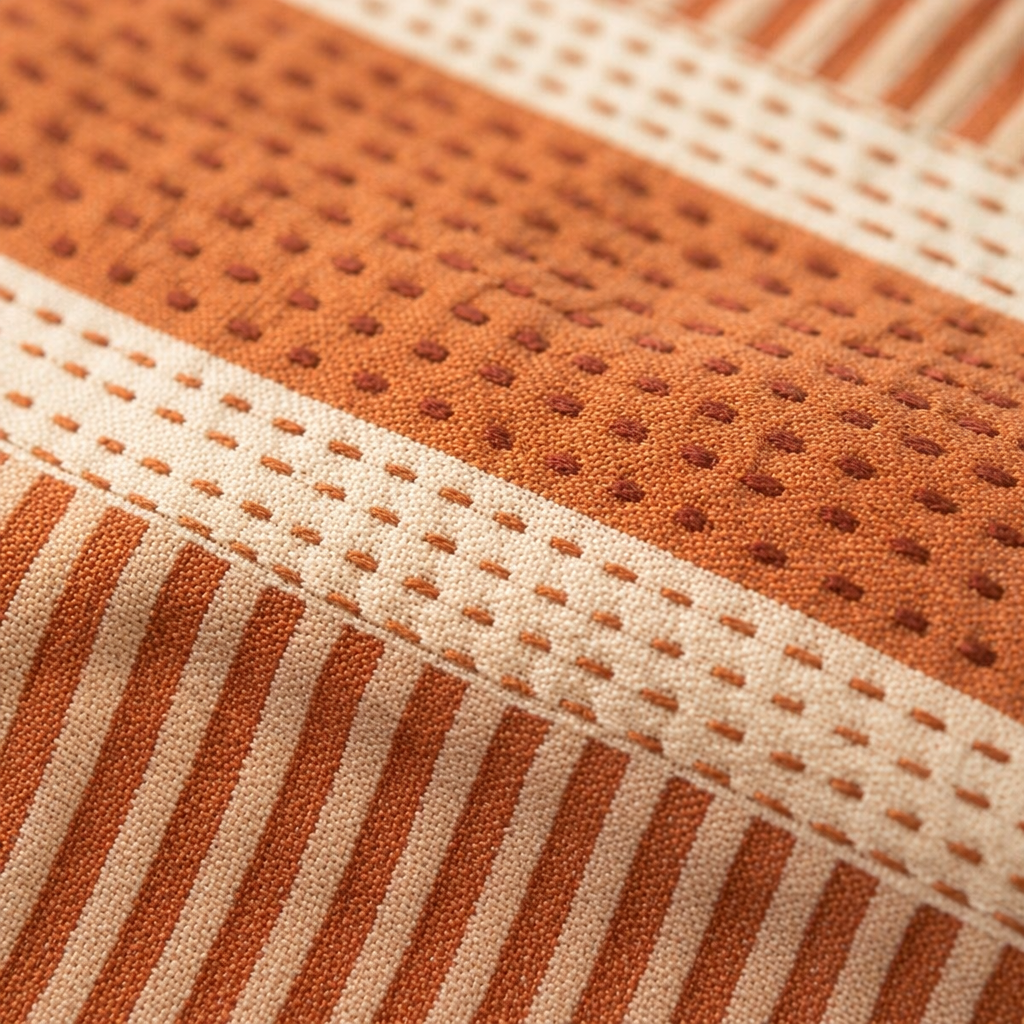 Marigold Rust and Off-White Block-Printed Bedsheet, The Linen Room. Handmade in India by House of Taraasha.
