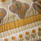 Marigold Jaali Ivory and Taupe Cotton Quilt, The Linen Room. Handmade in India by House of Taraasha.