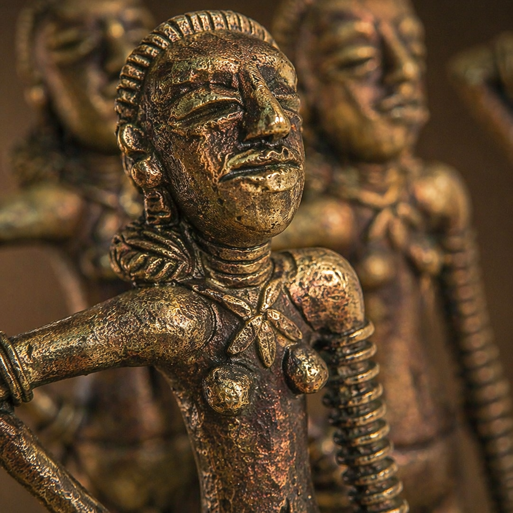 Dhokra Dancing Girl Harappan Replica in Brass, Tribal Stories. Handmade in India by House of Taraasha.