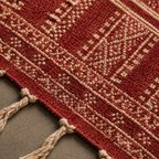 Jaipuri Maroon Hand Block-Printed Cotton Floor Rug, The Woven Floor. Handmade in India by House of Taraasha.