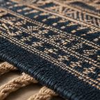 Jaipuri Dark Blue Hand-Printed Cotton Floor Rug, The Woven Floor. Handmade in India by House of Taraasha.