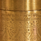 Moradabad Floral-Etched Pure Brass Dabba, The Brass Atelier. Handmade in India by House of Taraasha.