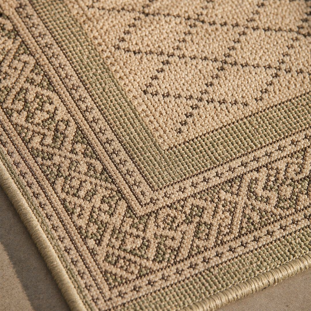 Aqua Green Hand Block-Printed Cotton Floor Rug, The Woven Floor. Handmade in India by House of Taraasha.