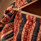 Quilted Block-Print Pouch Red and Blue, Small, The Gift Room. Handmade in India by House of Taraasha.