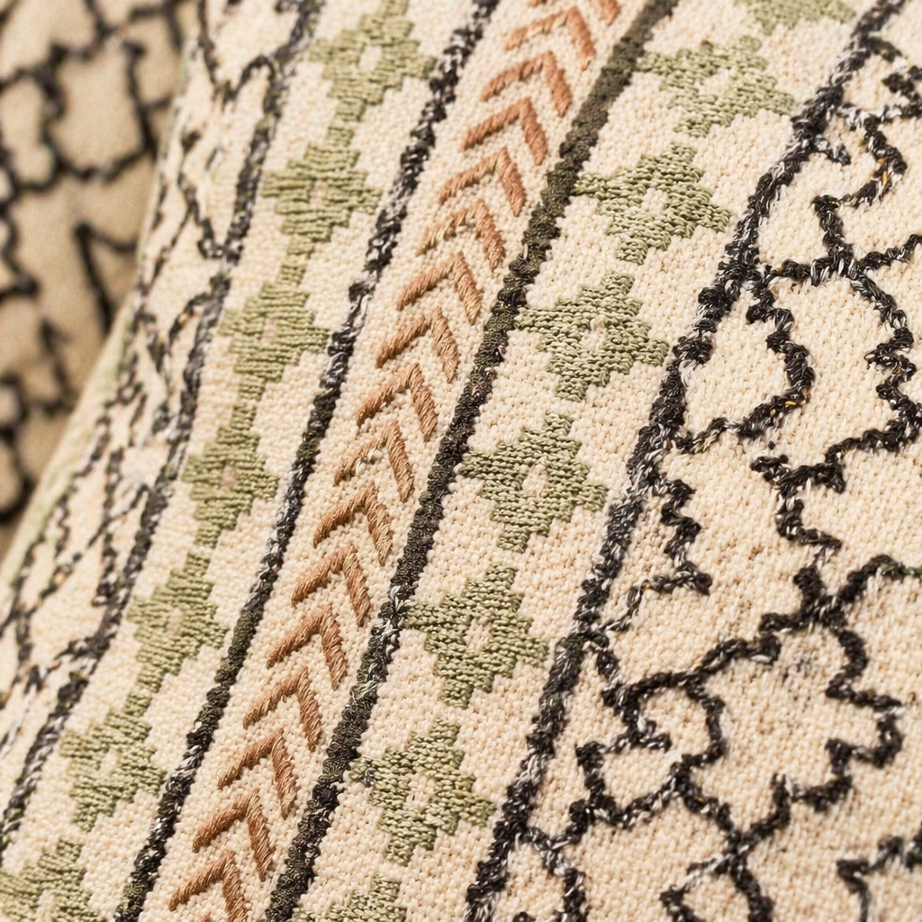 Aqua Stripe Hand Block-Printed Cotton Cushion Cover, The Living Room. Handmade in India by House of Taraasha.